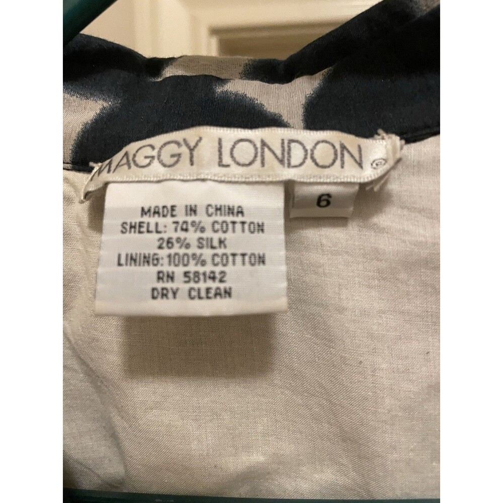 Maggy London Women's Dress Size 6 Navy Blue Polka Dot Full Skirt - Picture 7 of 7